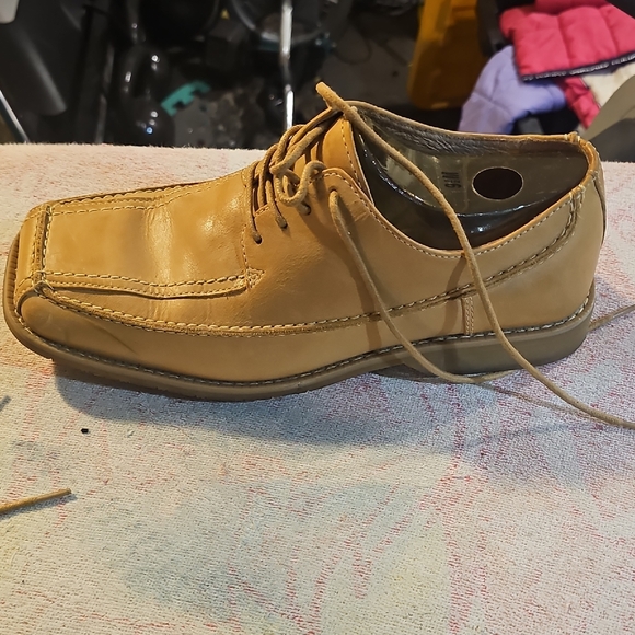 Men's Classic Lace-Up Square-Toe Leather Shoes - Tan - Picture 4 of 6